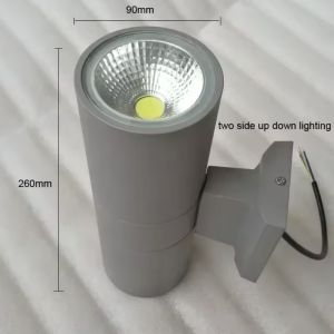 Outdoor Waterproof COB LED Up and Down Dual Head Cylinder Aluminum Wall Light Stairs Porch Lights