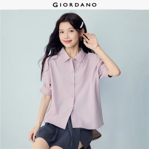 Giordano Beau Monde Women 100% cotton puff sleeve loose shirt Free Shipping 13346412
