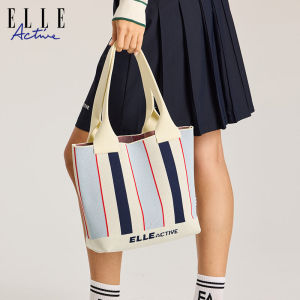 Ưu Đãi Đặc Biệt ELLE Active Túi xách nữ ELLE Active thời trang phối màu kiểu dáng giản dị dệt sọc dung tích lớn túi đeo vai đơn túi xách taykk5