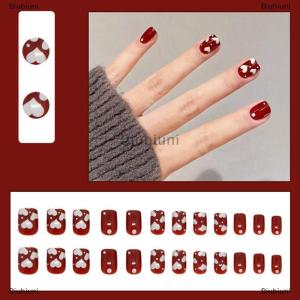 [COD] Biubiuni 2025 Newest 24PCS Set Nail Art French Nails Set With Glue ABS Plastic - Simple Short Nail Stickers