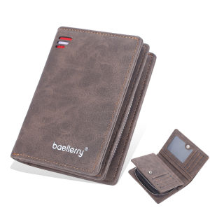 AEbaellerry  New mens wallet with matte finish zipper multiple card slots vertical design anti-theft protection and a high-end feel small coin purse