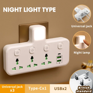 UK Plug Universal Outlet Power Strip Multitap AC Separate Control Wall Socket With USB Fast Charge Multiprise Plug Adapter