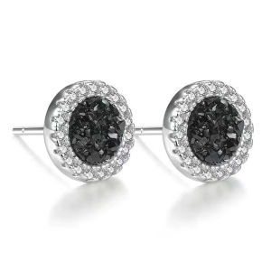 shiqinbaihuo Vỡ Zircon Stud Bông tai cho nam giới chàng trai titan thép tròn bông tai nhỏ tối giản quà tặng đồ trang sức