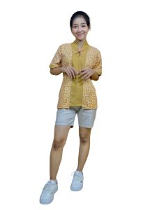 Putri Nasya - Blouse Batik Big Size Atasan Pendek Wanita AGK Kantor Formal Bahan Katun Baju Kerja Motif