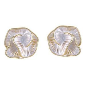 Elegant Temperament White Camellia Flower Ear Studs Elegant Alloy Florals Themed Earrings Handmade Jewelry for Her