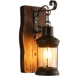 CBHH Creative Design Wooden Wall Lamps Nostalgic Look Energy Saving Decorative Wall Lamp Personality Vintage Wall Light Fixtures Living Room
