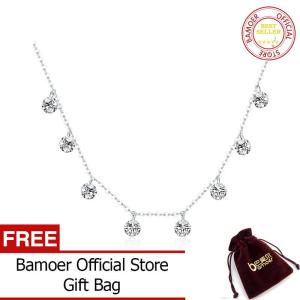 BAMOER Free Shpping October Real 925 Sterling Silver Dazzling Cubic Zircon Round Circle CZ Pendant Necklaces For Women Sterling Silver Jewelry SCN299