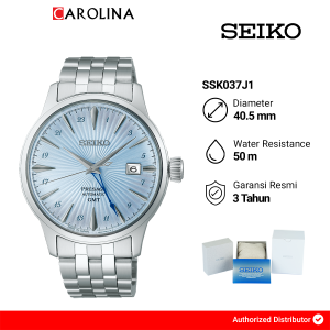 Jam Tangan Pria Seiko Presage “Skydiving” SSK037J1 Cocktail Time GMT Light Blue Dial Silver Stainless Steel Band