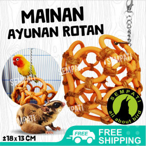 SEMPATI Ayunan Burung Globe Net Sarang Gantung Mainan Hamster Sugar Glider Sarang Burung Lovebird Parkit Falk Mainan Parrot Paruh Bengkok GBNJL