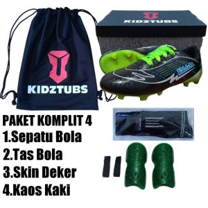 KIDZTUBS Sepatu Bola Anak Paket Komplit Sepatu Bola Tas Skin Deker Kaos Kaki Usia 6-10 Tahun Size 28 29 30 31 32 33 34 35 36 37 KDZ2013121824