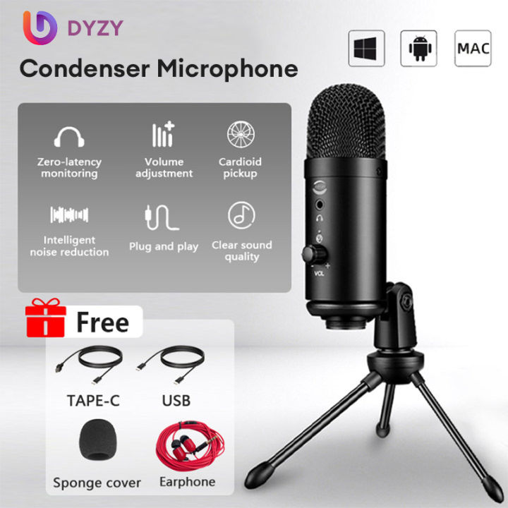 DYZY USB Condenser Microphone for PC Recording Vlogging Videoke Studio Singing Mic Condenser