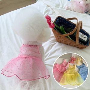 NEMOPH Breathable Mesh Pet Princess Dress Soft Tulle Cotton Polyester Dog Puffy Skirt Cute Dog Skirt Dress Dogs Cats