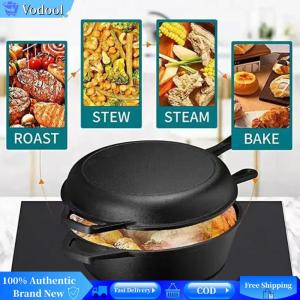 [Vodool Brand Center]Cast Iron Frying Pan Non-Stick Fried Egg Pan with Handle Fry Pan for Frying Baking Grilling Indoor Outdoor Cooking