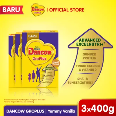 [Paket isi 3] Nestle Dancow GroPlus Susu Pertumbuhan Anak Usia 1+ 400gr