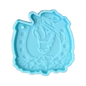 Keychain Mold for Resin Horseshoe Blossom Shape Keychain Epoxy Silicone Molds with Hanging Hole for DIY Keychain