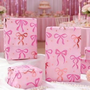 UFANSM 3Pcs Cartoon Design Bow Themed Wrapping Paper 50x70cm Sheets Thick Material Holiday Gift Wrapping Paper Decor Gifts Pink Bow Birthday Party Gift Wrap Kids Birthday