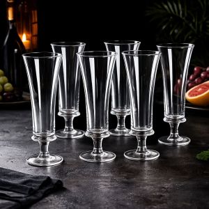Bộ 6 Ly thủy tinh uống sinh tố cốc thủy tinh có chân cao chuyên làm ly nước ép soda 370ml