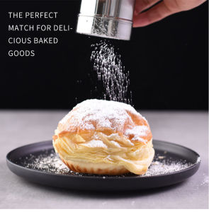 Powder Sugar Shaker with Lid Stainless Steel Powder Shaker Powder Sprinkle For Chocolate Cocoa Flour