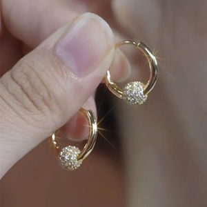 Diamond Ball Ear Buckle Womens Korean Fashion Design Earrings Femininity French Stud Earrings