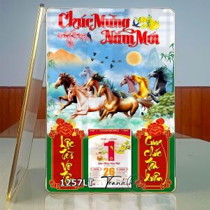 Lịch Ngựa vàng Tết treo tường Lịch mã đáo thành công Lịch Tết ngựa Bát Mã