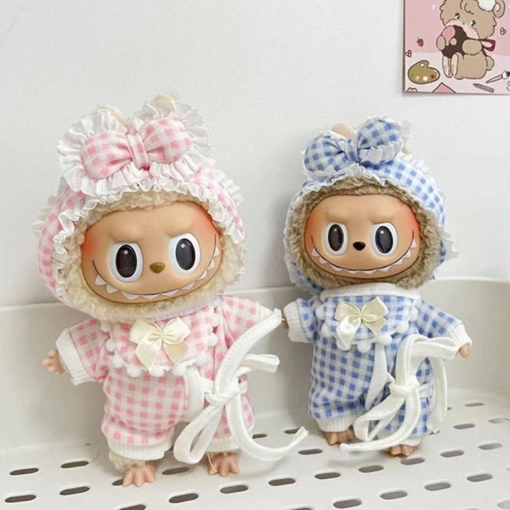 TSEVD Labubu Time to Chill Labubu Time Clothes Bow Plaid Labubu Doll ...