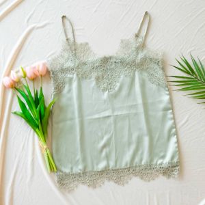 CAMISOLE TANK TOP RENDA WANITA LACE SATIN TANK TOP ATASAN TANPA LENGAN PREMIUM CAMISOL TANK TOP TALI CAMISOLE SLEEVELESS TOP CROP TOP SATIN LINGERIE by Caviar Wear