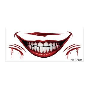 NO4 PANDA Fake Big Mouth Tattoo Sticker Scary Bloodiness DIY Halloween Tattoo Sticker Easy To Use Waterproof Face Decorations Sticker Halloween Party