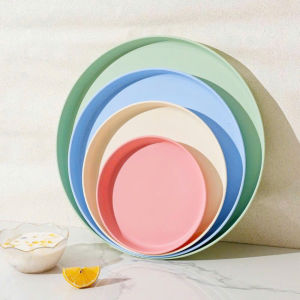 Bộ 4 Khay nhựa tròn ST GROUP màu pastel tươi sáng đủ kích cỡ phong cách vintage Bắc Âu Mâm cơm gia đình quán ăn Đĩa nhựa decor trang trí chụp ảnh
