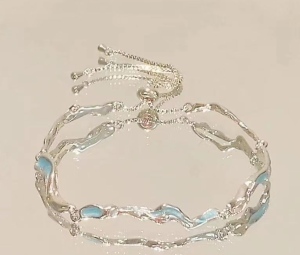 Fashionable Classy Bracelet For Women Romantic Moon Bow Flowers Rhinestone Zircon Cherry