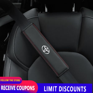 High quality 2pcs for Toyota seat belt shoulder pad cover leather with logo car interior accessories Vios Fortuner Innova Corolla Altis Hiace Avanza Land Cruiser Hilux Camry Wigo RAV4 Revo Yaris Previa FJ Cruiser Alphard Prado Sienna Tundra Coaster GT86