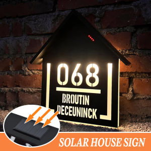 Customized House Number Solar Lights Outdoor Backlight LED Solar House Number Outdoor Door Sign Street Numbers With Solar Light