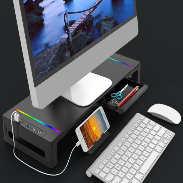 USB 3.0 Monitor Riser Adjustable Monitor Stand Computer Foldable Stand ...