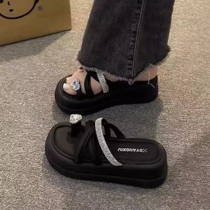 [Free Shipping] Thick-Soled Toe-Post Sandals For Women Designed For Summer Wear Featuring A Unique And Stylish Look Platform Style Open-Toe Design And A New 2025 Collection