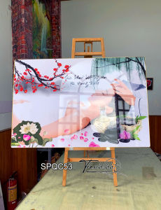 Khung Tranh spa gội đầu dưỡng sinh Tranh Spa dưỡng sinh sức khỏe vùng đầu tráng gương treo tường tranh đông y trị liệu SPQC53