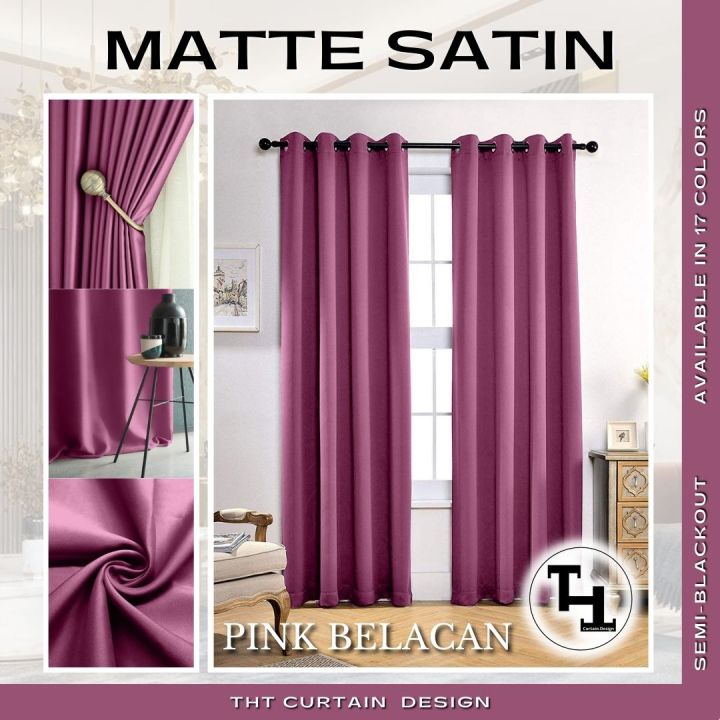 Matte satin Pink Belacan Langsir Semi-Blackout For Windows, Room and ...