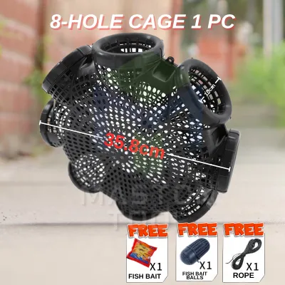Durable Plastic Fish Trap Crab Shrimp Trap Cage Fishing Cage Not easy to break Fish Network Shrimp Eels Lobster Plastic Lambat Latest Eel Cage Shrimp Catcher Cage Fishing Net Bait Catching Loach Tool 5M Rope Plastic Container