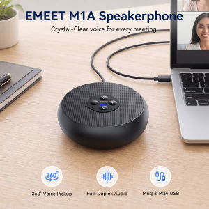 EMEET USB Speakerphone Conference Mikrofon M1A Zoom Certified AI Mics 360°Voice Pickup USB Type C-A Plug&Play For Computer Laptop/PC Fast Mute Noise Reduction Echo Cancellation for 5-8 People for Zoom Teams Meeting