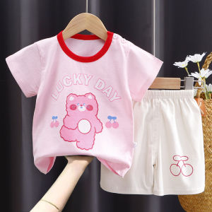 3mos-3yo baby  terno pajamas boys girls kids clothes pure cotton cartoon infant suit set Toddler maong short J100
