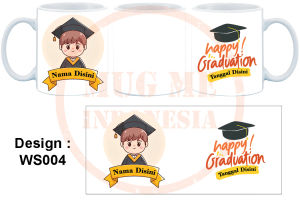 CETAK Custom Mug keramik motif Wisuda / murah gelas souvenir kado hadiah Print Gradiation Kelulusan