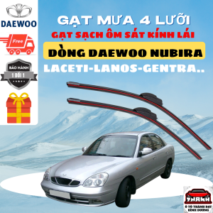 Gạt Mưa Ô Tô Các Dòng Xe DEAWOO NUBIRA LACETTI GENTRA LEGANZA MATIZ LANOS 4 LƯỠI Silicon Gạt Êm 4L