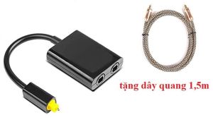 Hub chia cổng quang âm thanh 1 ra 2 Tặng 1 Dây Quang Optical Vàng dài 15m Loại 1