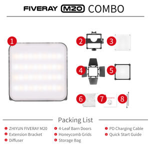 ZHIYUN FIVERAY M20C RGB 20W 2500K-10000K LED Video Light Photography Lights Fill Lamp App Control for Photo Studio Photography