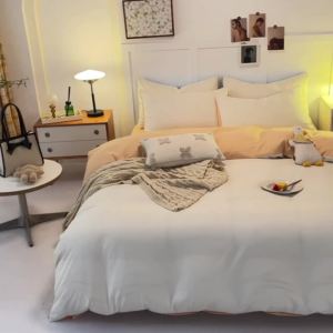 Internet celebrity ins Solid Color Simple Four-Piece Set Plain Duvet Cover Bed Sheet Student Dormitory Bed Sheet Three-Piece Set Bedding LZD
