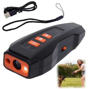 OUTOPEN Rechargeable Ultrasonic Dog Repeller Handheld Portable Dog Deterrent Behavior Training Tool LED Flashlight Dog Anti-Barking Device Outdoor Use
