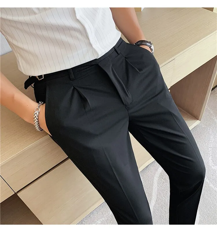High Quality Elasticity Suit Pants Men Formal Business Office Social