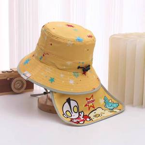หมวกบักเก็ตเด็ก 1-5 ปี กันแดด ผ้า Polyester ลายการ์ตูน/ดาว ปรับรัดได้
