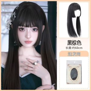 วิกผมวิกผมยาวตรงสไตล์ตัดตามธรรมชาติทันสมัยเหมือนจริงวิกผมเจ้าหญิงโลลิต้า