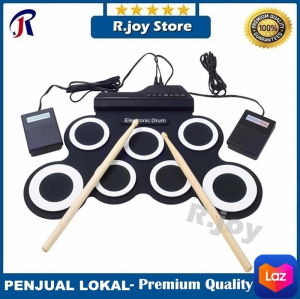 Portable Electronic Digital Drum Kit 7 Pads Roll Up USB Power ALAT MUSIK