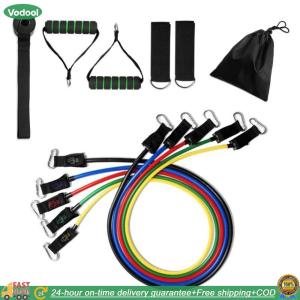 【24 hours Flash Delivery】150 LBS Resistance Band Set 11PCS Pull Rope Removable Muscle Training Belt for Pilates Push Ups and Muscle Training