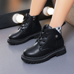 Kids zip ankle boots for kids girl black shoes for kids size 25-36